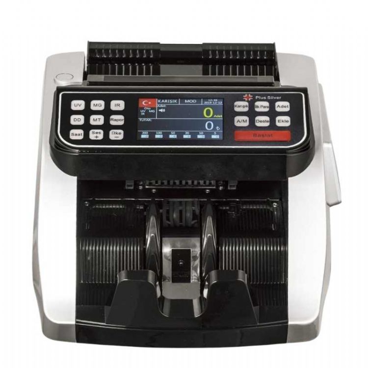 Plus Silver TL / EURO Kağıt Para Sayma Makinesi – Gri / Siyah Renk